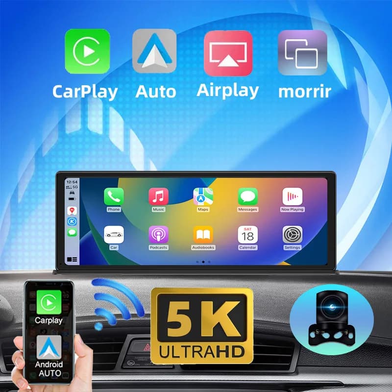 11.3 "Trim Cam Telecamera retrovisiva Wifi Carplay e Android Auto 5K DVR Navigazione GPS Videoregistratore Cruscotto Dual Len 24H Park AUX