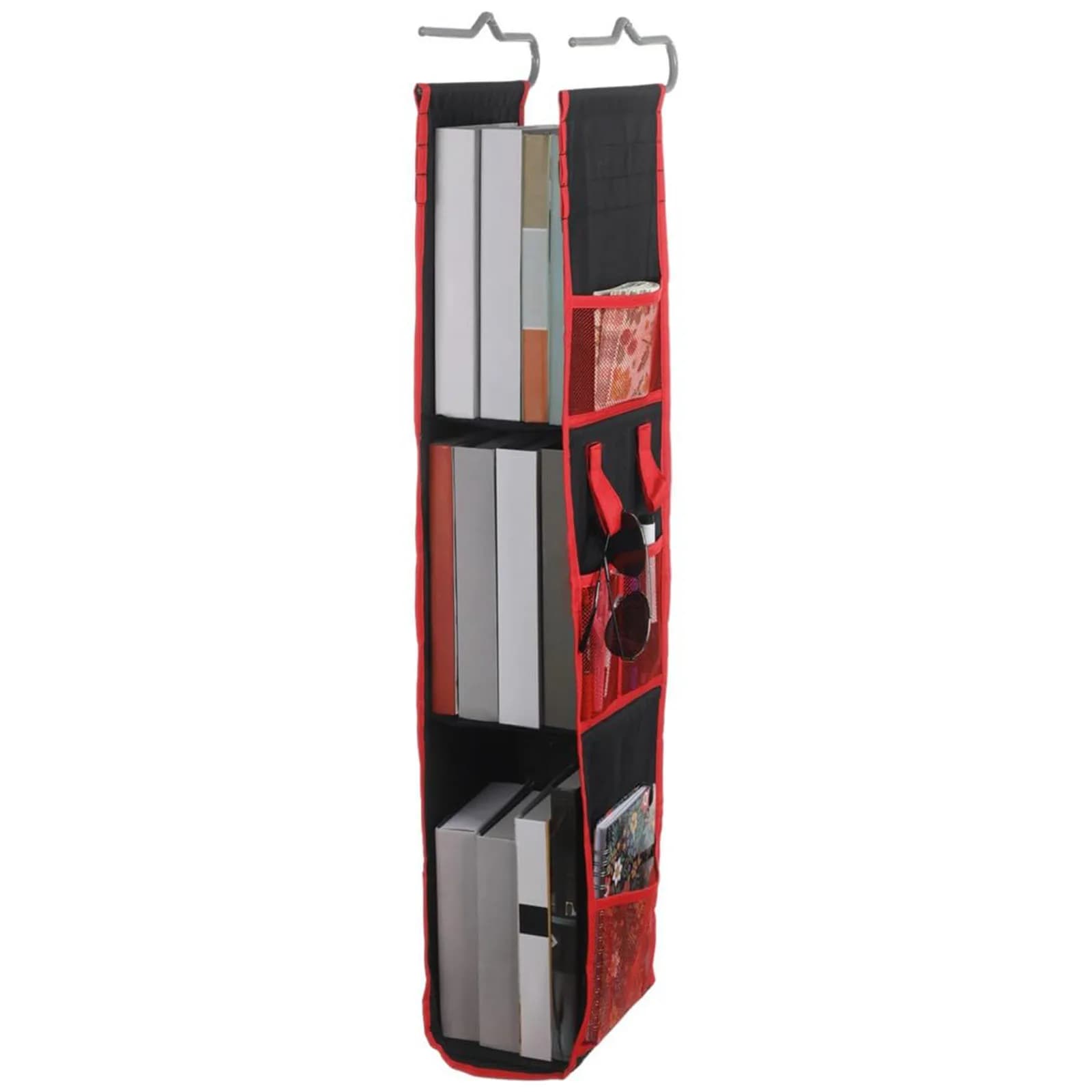 Locker Shelf Organizer 3-tier Hanging Storage Bag Locker Storage Rack With Side Pockets Hooks For School Gym Closet