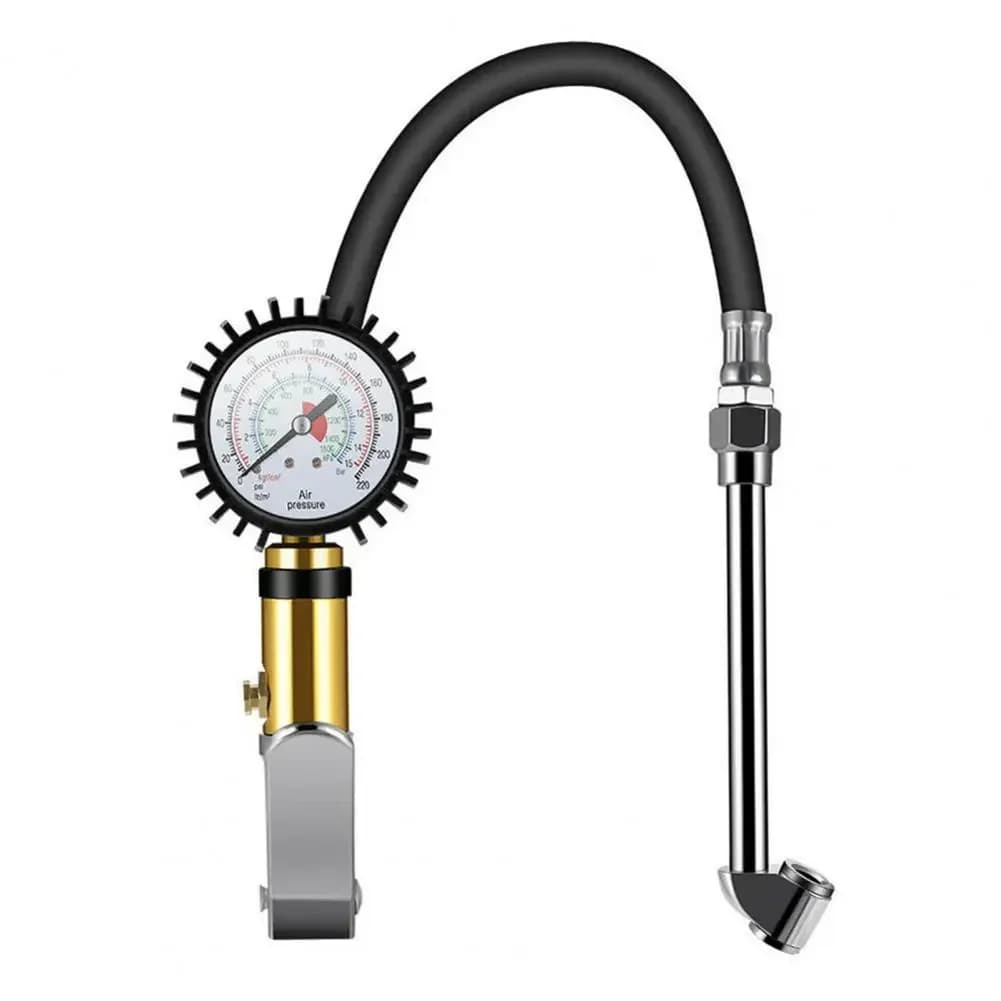 Manometro Multifunzione 0-220PSI per Auto e Moto, Tester di Pressione Pneumatici, Compressore d'Aria con Indicatore, Strumento per Gonfiaggio