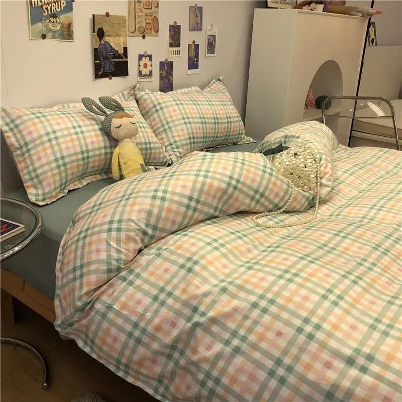 Set di Biancheria da Letto Stile Coreano Tie-Dye, Lenzuolo Piatto, Federe, Copripiumino Rosa per Donne e Ragazze, Misure Singolo, Matrimoniale, Queen