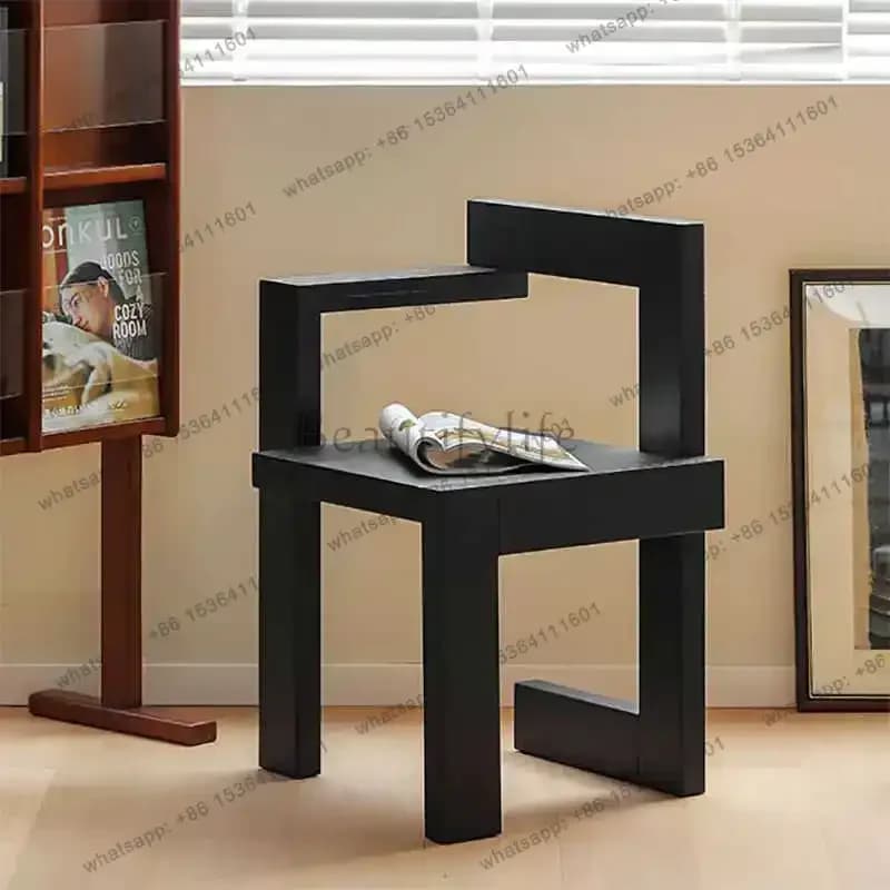 Sedie di Design in Legno Massello per Camera da Letto e Sala da Pranzo, Modellazione Creativa a Blocchi per Soggiorno
