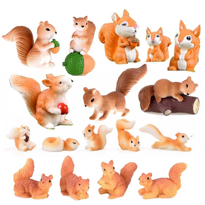 Foresta simulata scoiattolo figurine in miniatura personaggio animale dei cartoni animati fata giardino casa ornamento decorazione da scrivania accessorio fai da te