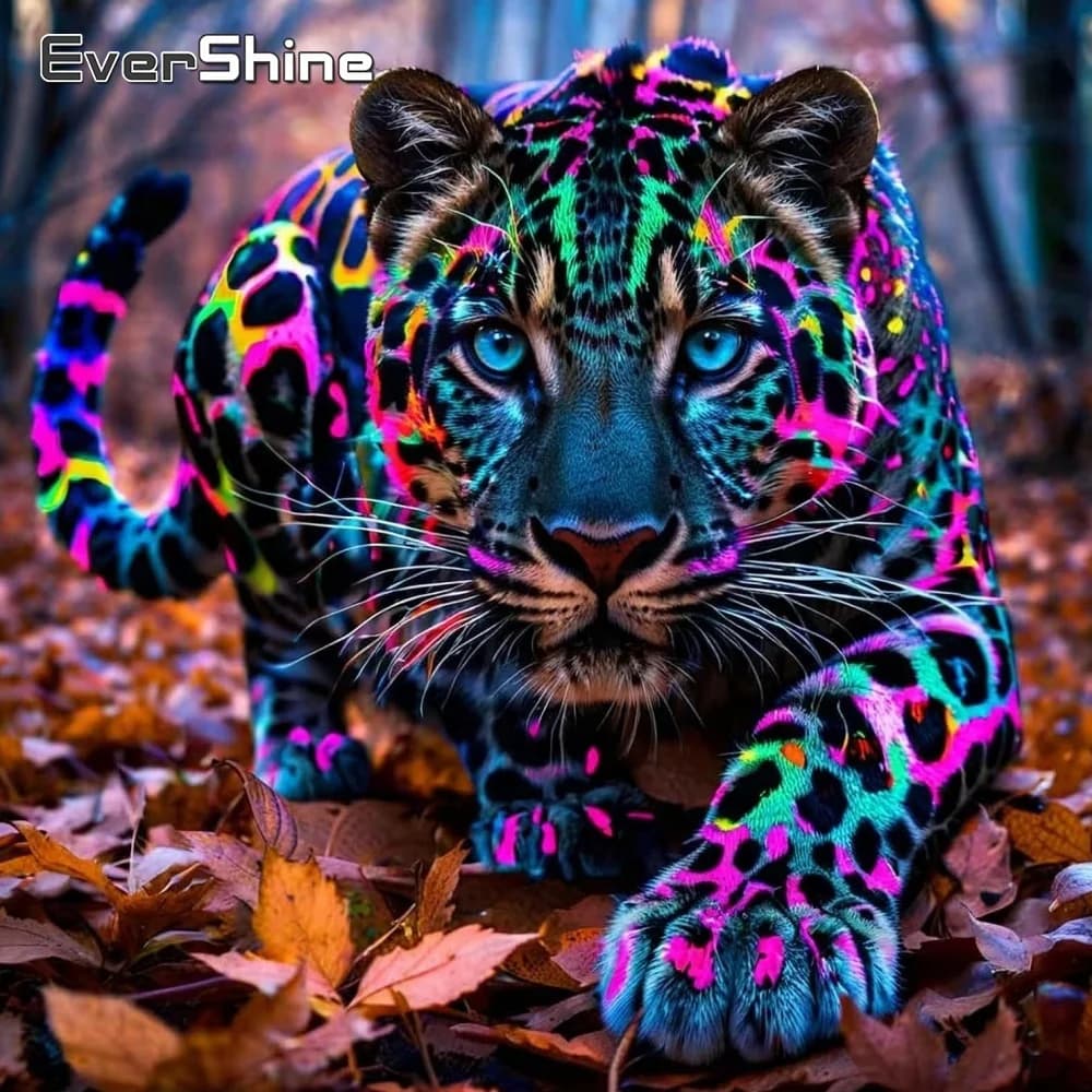 Evershine Diamond Mosaic Leopard Full Square Round Painting Animal Cross Stitch Embroidery DIY Home Living Room Art Craft