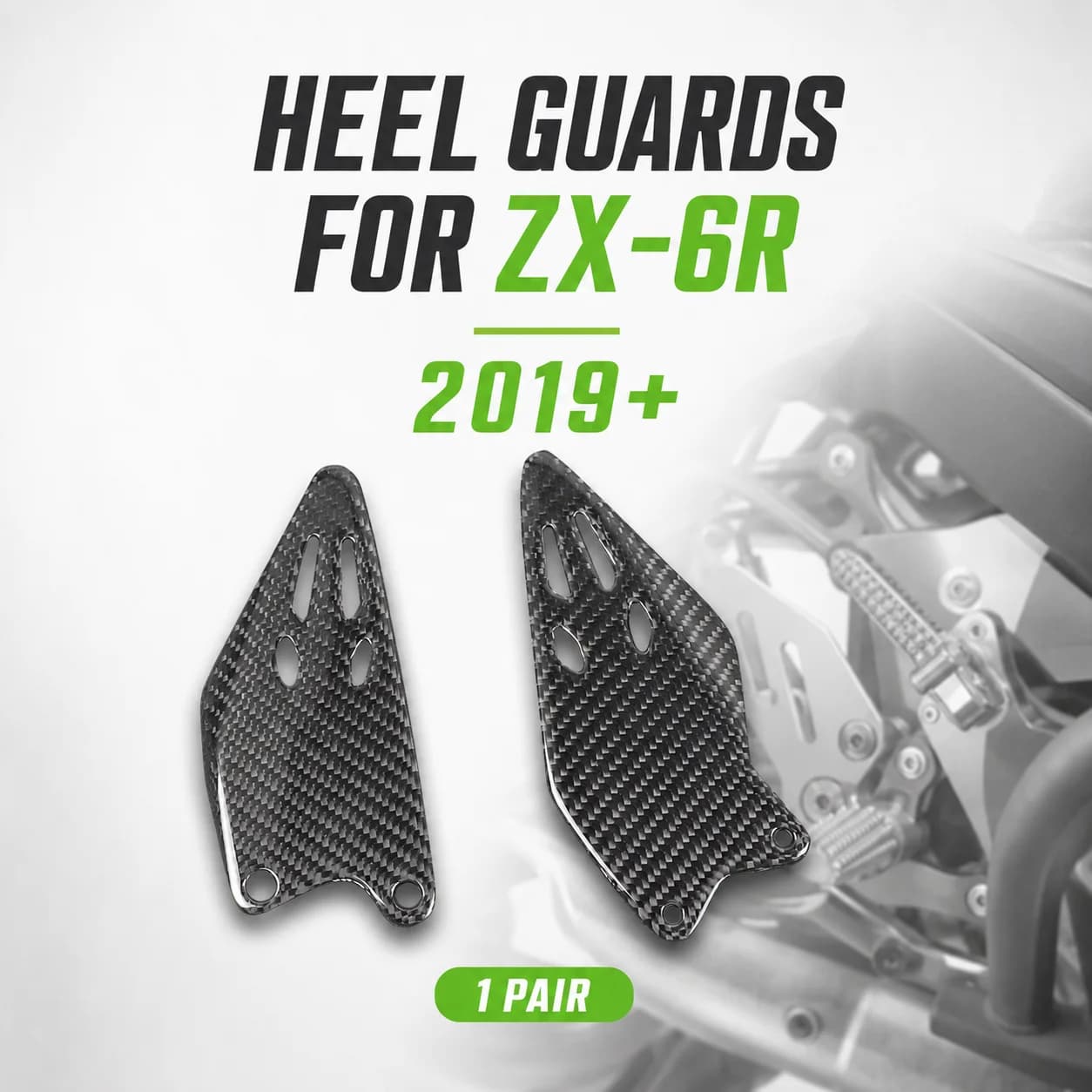 Heel Guards Heel Plates Carbon Fiber Rearset Footrest Side Covers for Kawasaki ZX-6R ZX6R ZX636 2019+ Motorcycle Accessories