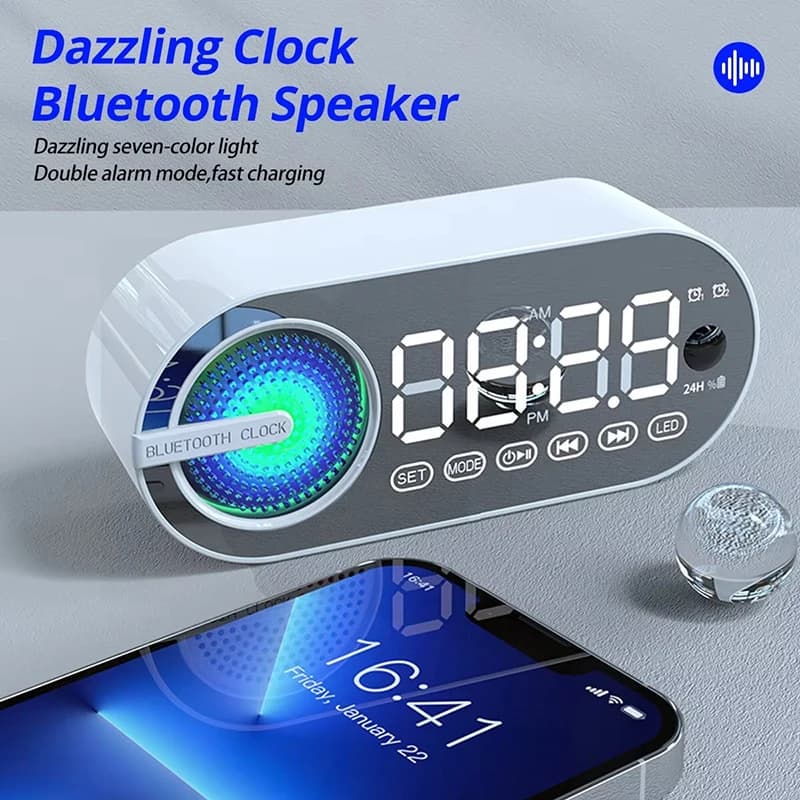Xiaomi Audio Bluetooth Orologio elettronico Sveglia Altoparlante Sveglia per studenti Camera da letto Semplice luce notturna Ricaricabile Regalo portatile