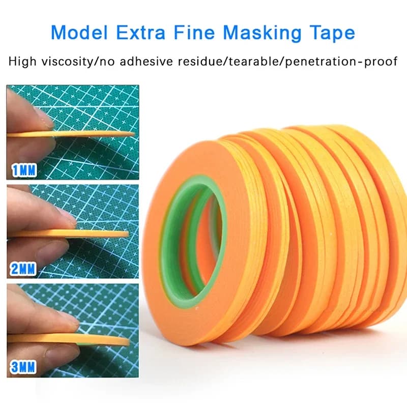 Modello di verniciatura a spruzzo Nastro ultra colorato fine per Gundam Mascheratura speciale fai-da-te Ampio nastro di copertura modello 1mm/2mm/3mm 18m