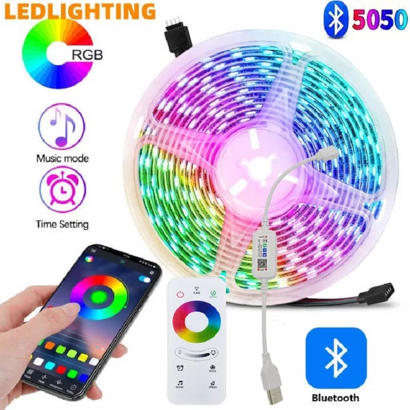1M-30M LED Strip Light Touch Bluetooth App 5050 RGB Led Lights Flexible Ribbon Luces Led DC5V USB TV BackLight Room Decoration