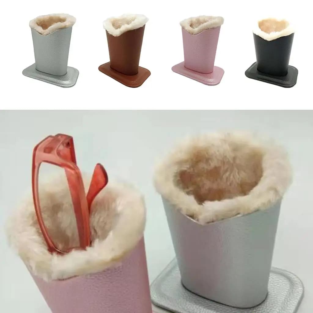 Portapenne e custodia per occhiali foderata in peluche Organizer da scrivania per occhiali multifunzione in pelle PU per tavolo da lavoro