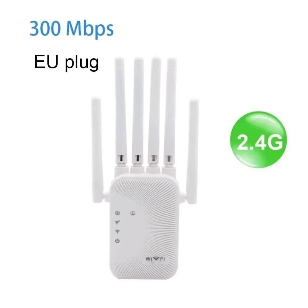 Ripetitore WiFi in Plastica Resistente 300Mbps/1200Mbps 2.4G 5G, Estensore WiFi a 6 Antenne, Amplificatore di Rete Dual Band a Lungo Raggio