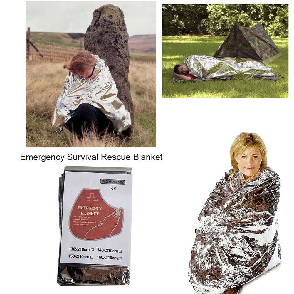 Coperta Termica in Mylar 130x210cm, Mantiene il Calore Corporeo, Coperta Termica di Emergenza, Forniture di Emergenza per Escursionismo e Maratone