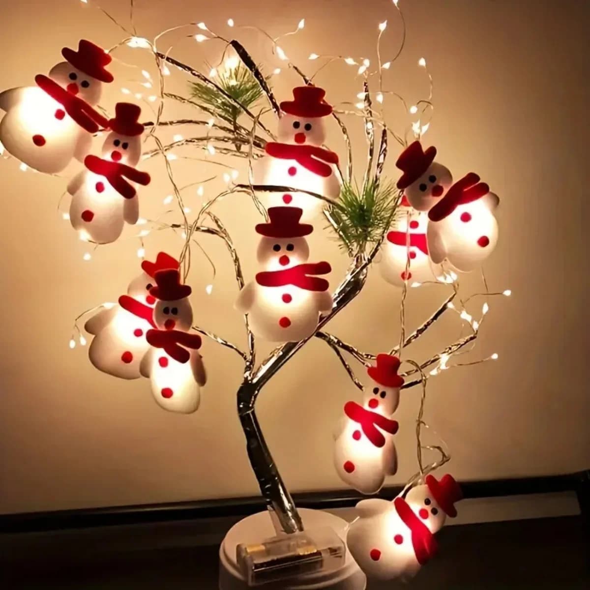 1pc 1.5M/10LED Plush Snowman String Lights Small Puppet Christmas Atmosphere Decorative Fairy Lights Perfect Xmas Gifts