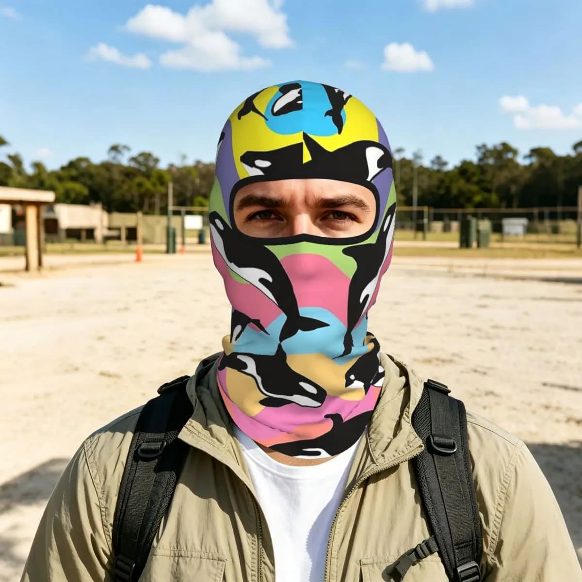 Orca Killer Whale Breathable Thin Balaclava Full Face Mask Sun Protection Neck Gaiter For Motorcycle Cycling Fishing Outdoor