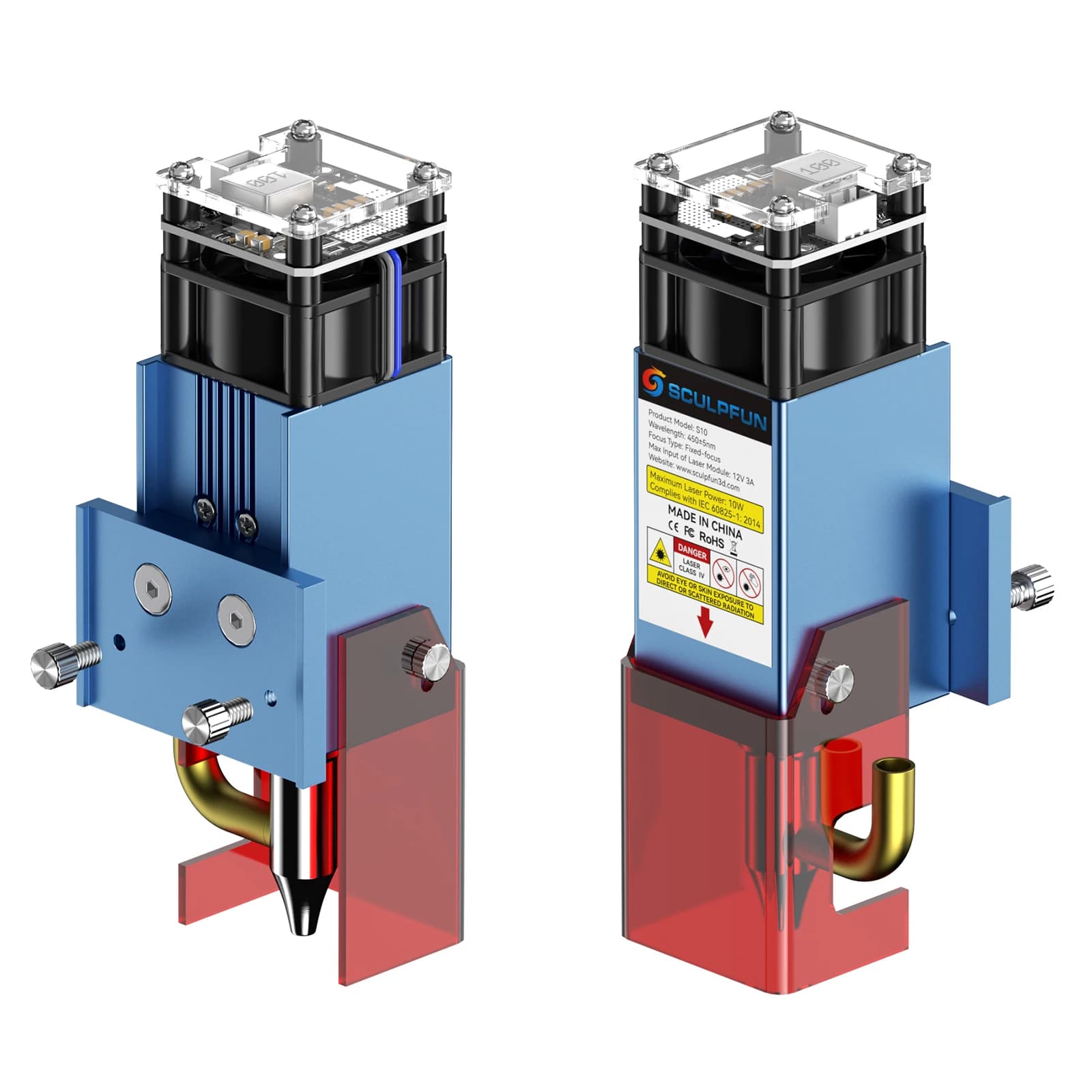 S10 10W Accessori per incisore Lazer Taglierina per legno Acrilico Taglio di metalli Fascio laser con modulo per incisione laser Air Assist