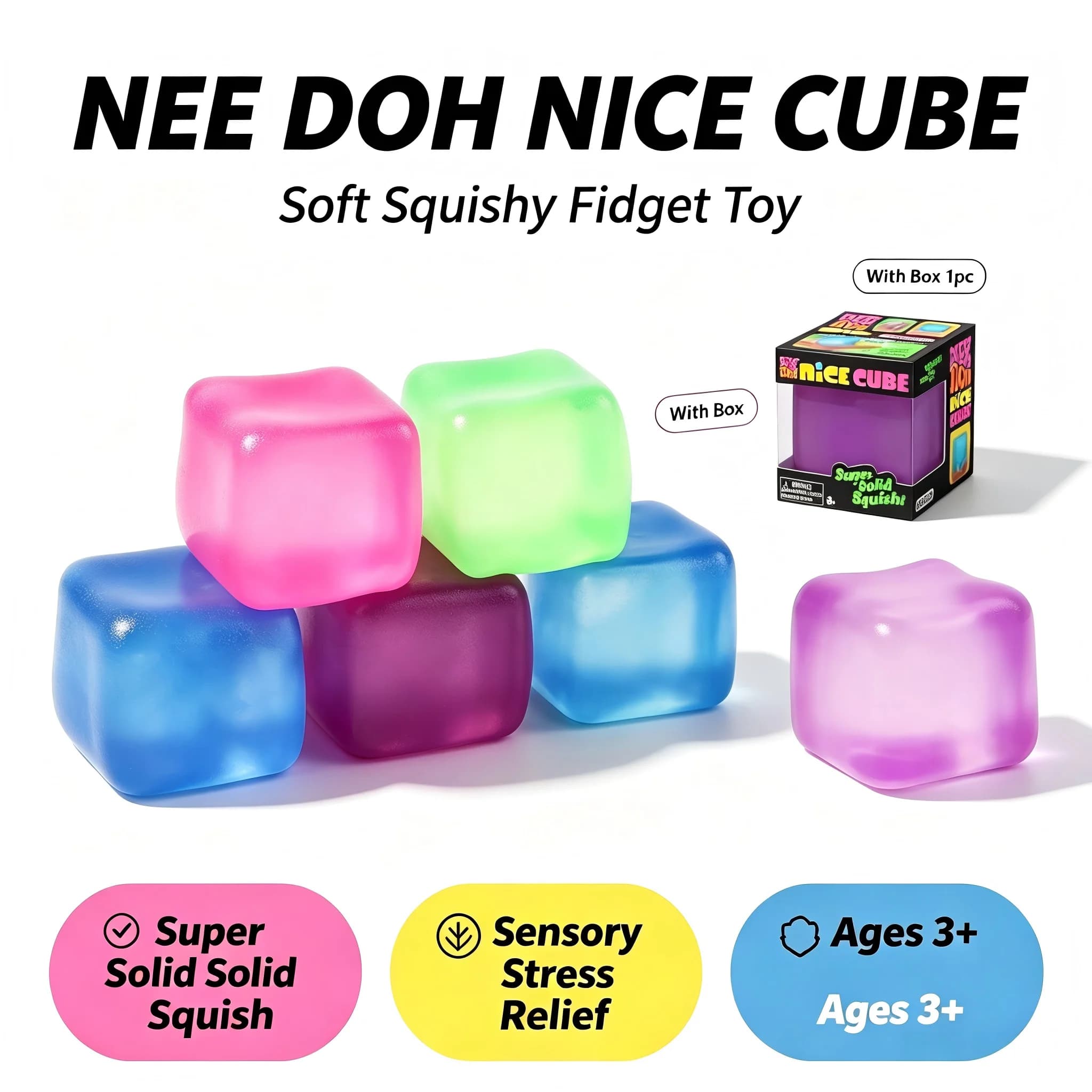 Funny Sensor Cube in Box, Three Optional Colors, Drop Shape Antistress, Party Decoration, Creative Magic Cube