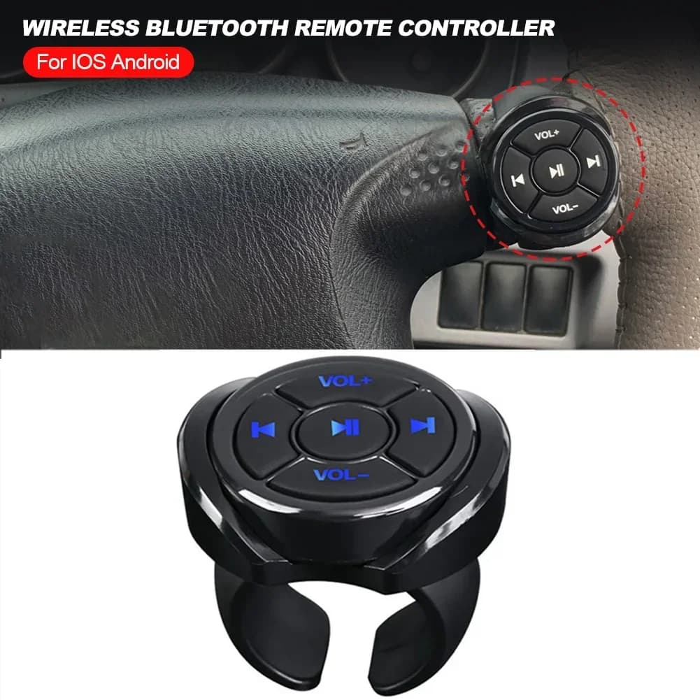 Universale per Android IOS Pulsante volume multimediale per auto Volante per auto a 5 pulsanti Telecomando wireless compatibile con Bluetooth