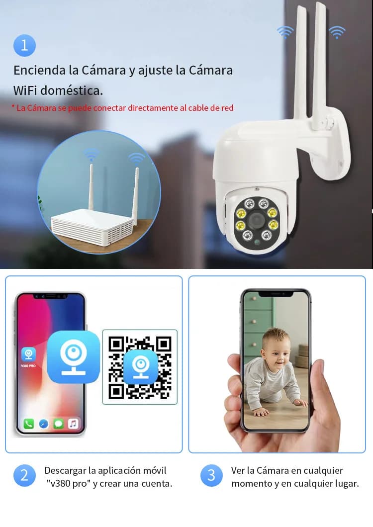 2MP 1080P V380Pro/Yoosee APP Telecamera dome IP PTZ wireless a colori AI Rilevazione umanoide Sicurezza domestica CCTV Baby Monitor