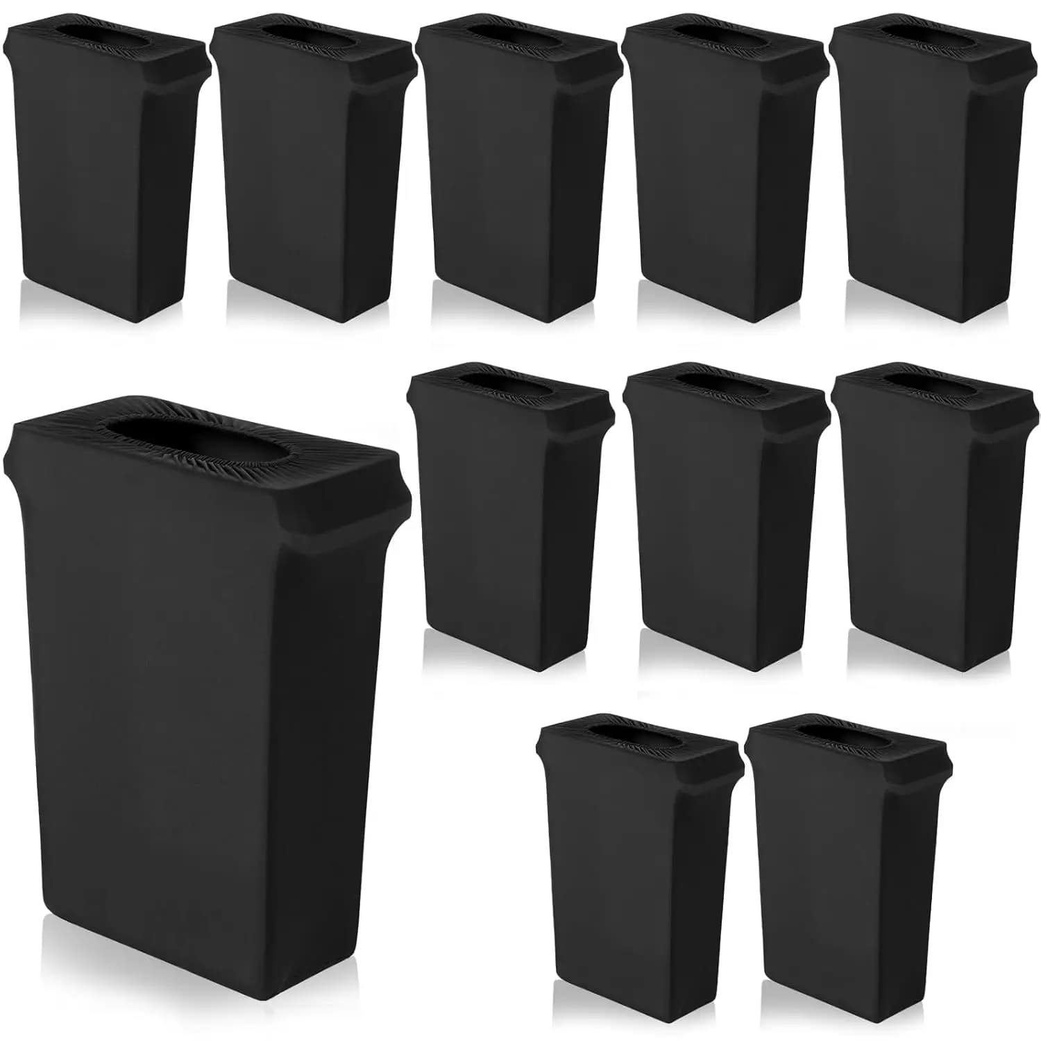 10 Pezzi di Coperture Elasticizzate per Bidoni della Spazzatura da 23 Galloni per Casa, Giardino, Matrimoni e Decorazioni per Feste (Nero)