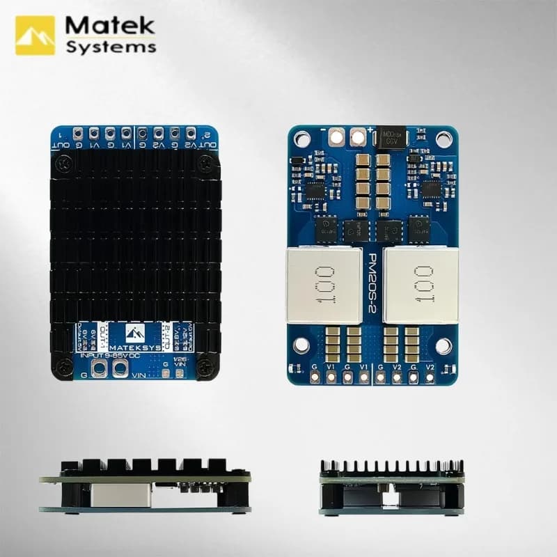 MATEK MATEKSYS PM20S-2 Power Module with Two Step-Down Voltage Regulators Independent 9V-85V DC IN 4-20S Lipo for RC FPV drones
