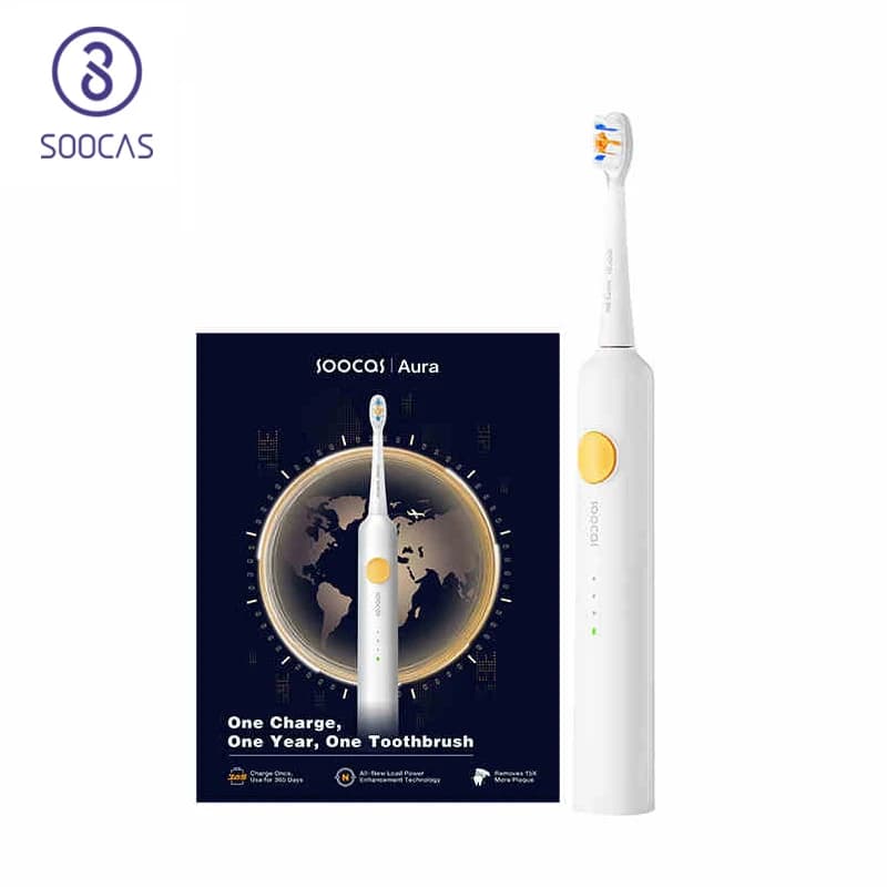 Spazzolino elettrico sonico per adulti SOOCAS PT1 Aura IPX7 Impermeabile 365 giorni di durata della batteria Spazzolino da denti ad ultrasuoni con scatola da viaggio