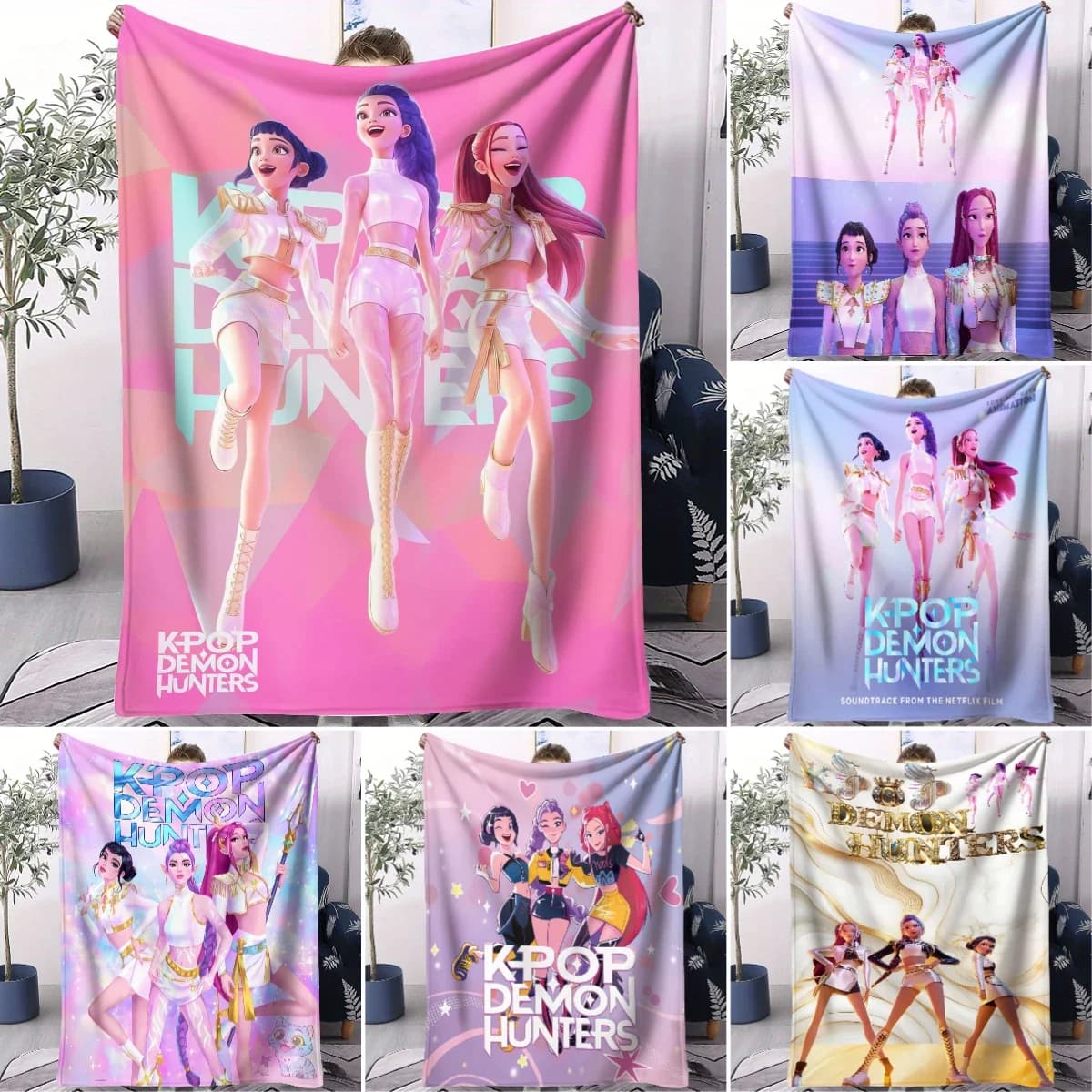 K Pop Demon Hunters Coperta calda in flanella morbida per regali di fan di campeggio domestici Uso decorativo multifunzionale