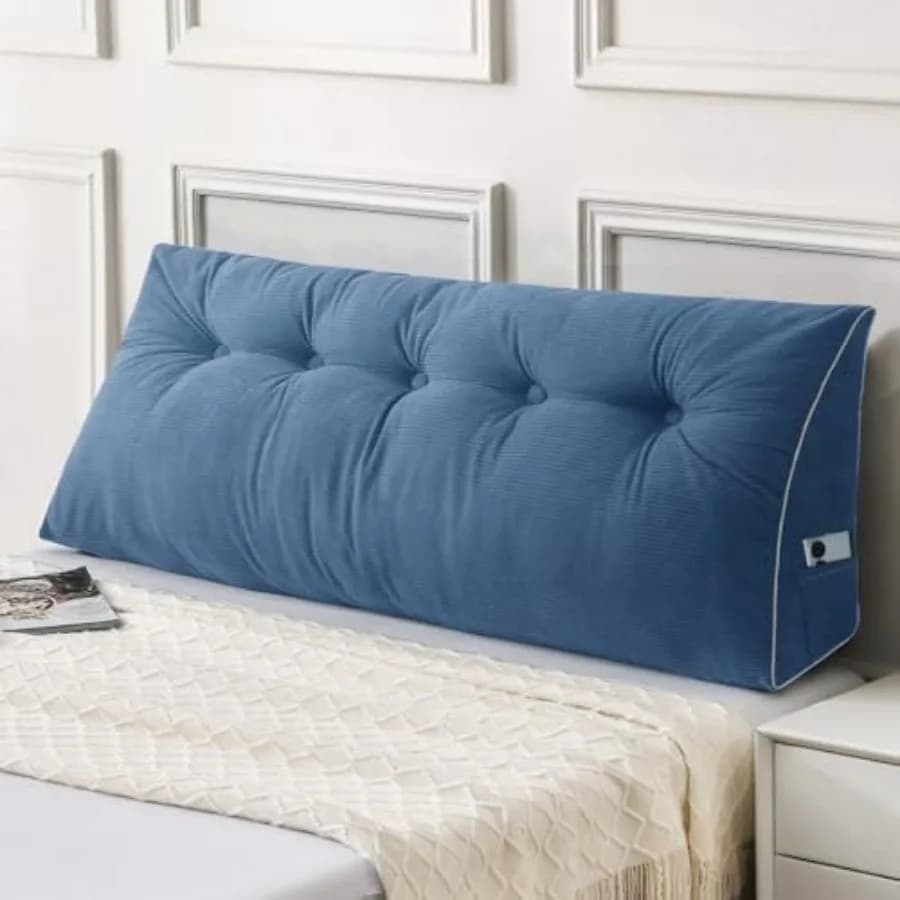 Cuscino a cuneo triangolare per testiera letto, supporto schienale per sedersi a letto, ideale per la lettura - con fodera rimovibile