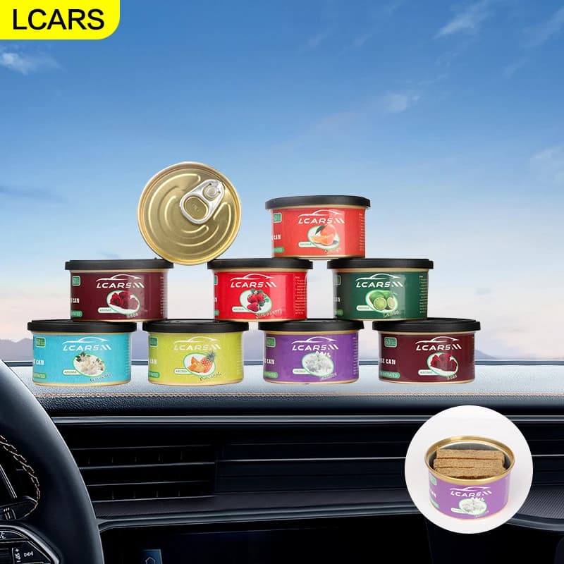 Solid balm for deodorant for aromatherapy with fragrance for car in wood tin from 4 pieces - Long-lasting perfume for interior cars, offices, house