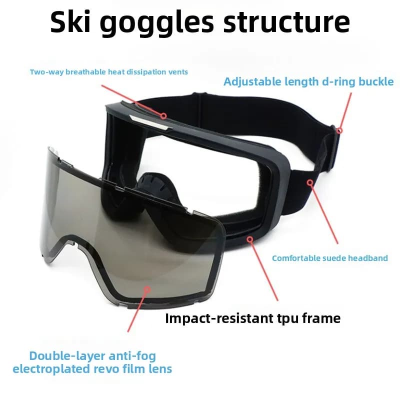 Occhiali da Sci per Casco da Moto, Protezione Antivento e Antipolvere per Sport all'Aperto, Occhiali Protettivi per Snowboard, Occhiali Antiappannamento per Escursionismo