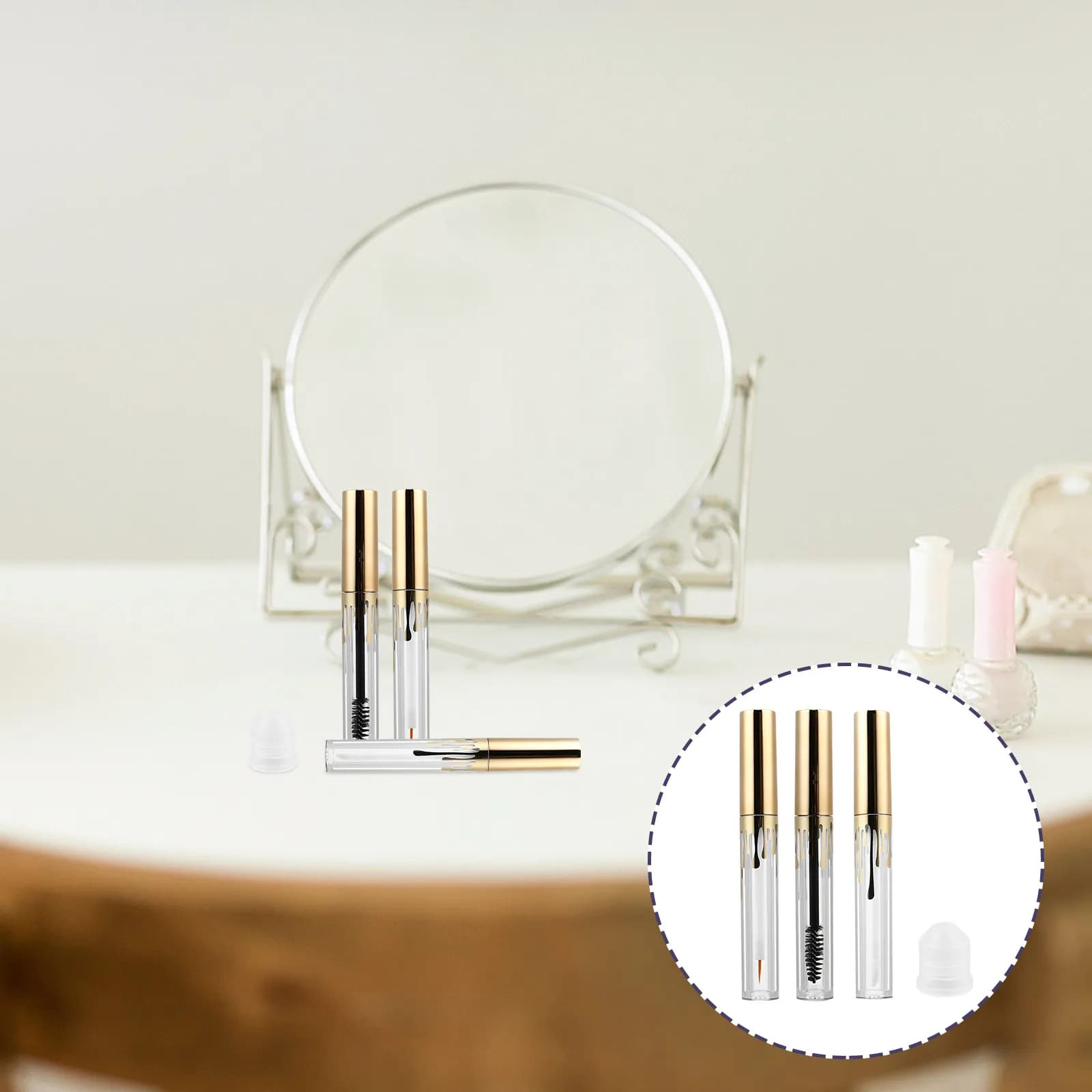 3Pcs Mascara Tube Clear Plastic Empty Bottle Reusable DIY Lip Gloss Eyeliner Container Travel Portable