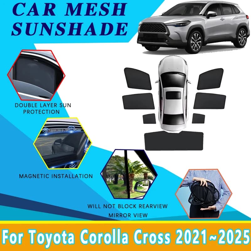 Auto Maglia Tende Da Sole Per Toyota Corolla Cross XG10 2021 ~ 2025 2024 Parasole Magnetico Parabrezza Finestrino Laterale Visiera Strumento Accessori