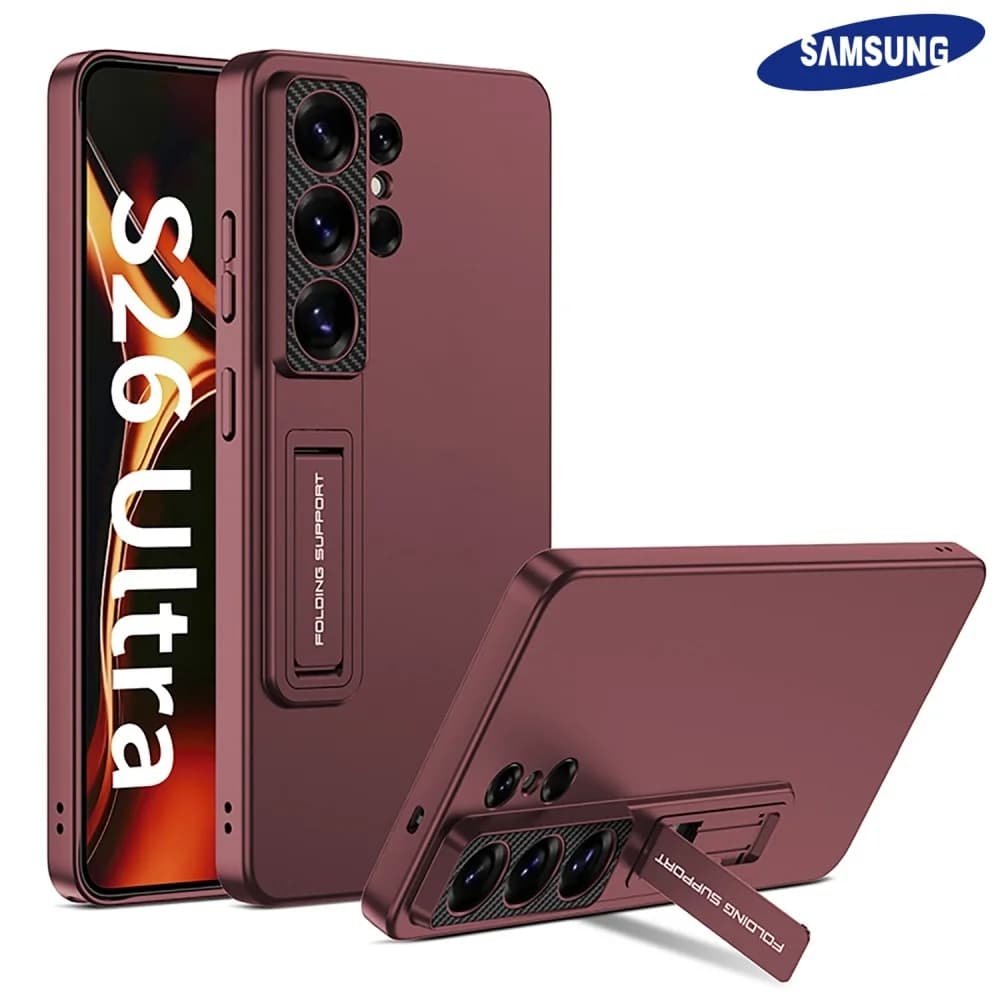 Custodia pieghevole ultra sottile in metallo opaco Supporto per fotocamera Protezione per armatura militare Custodia per telefono Samsung S26 Cover per paraurti ultra antigoccia