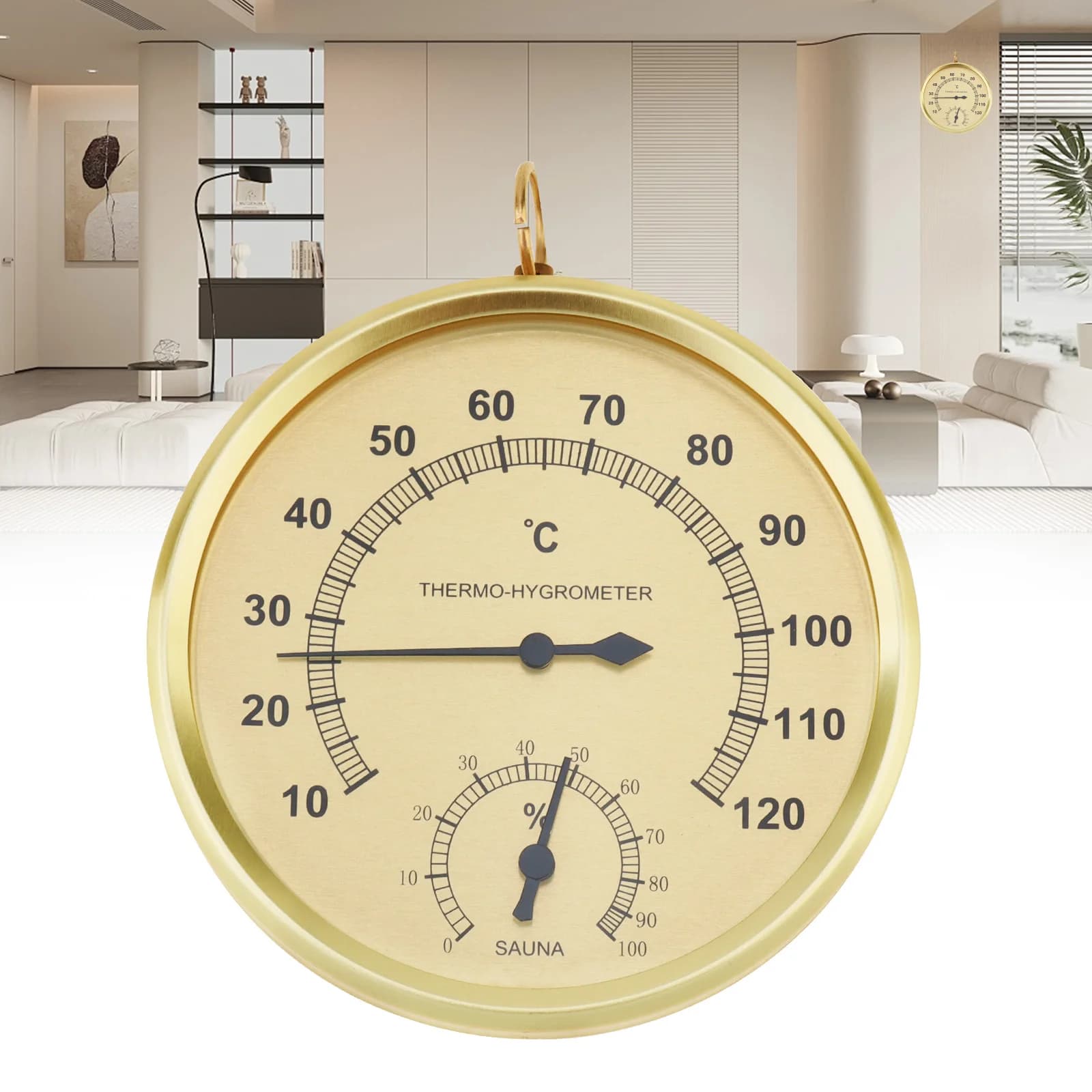 Wireless Thermometer Hygrometer for Garden Sauna Room Greenhouse Dial Indoor Outdoor Round Temperature Humidity Gauge Meter