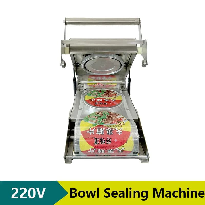 Macchina per sigillare tazze a ciotola rotonda Macchina imballatrice manuale per tazze commerciali in plastica per noodle istantanei Ristorante per sigillare ciotole da asporto