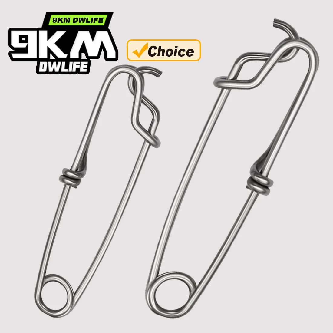 Clip a scatto in acciaio inossidabile 9KM, 5 pezzi, per galleggianti, per la pesca del tonno, per lenze da pesca, con perno a occhiello chiuso, per la pesca in acqua salata