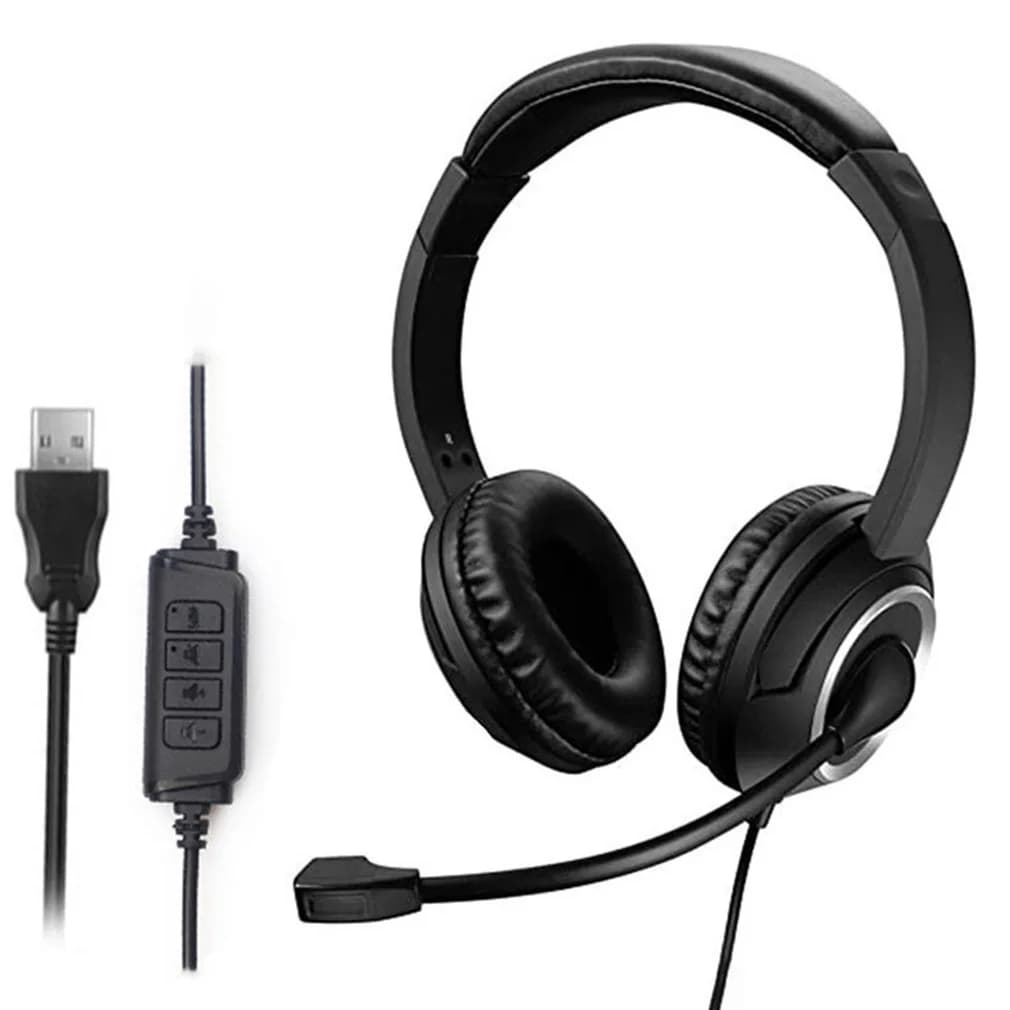 Cuffie Gaming con Cancellazione del Rumore per Computer PC Laptop, Cuffie USB Cablate per Call Center con Microfono e Funzione Muto