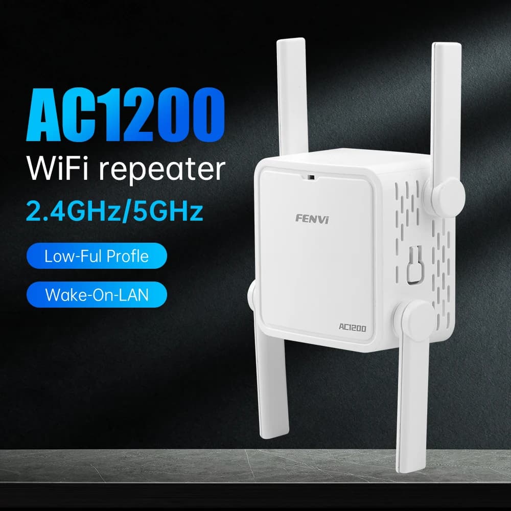 FENVI AC1200 Ripetitore WiFi 1200Mbps, Amplificatore di Segnale WiFi per Casa e Ufficio, Estensore di Portata WiFi