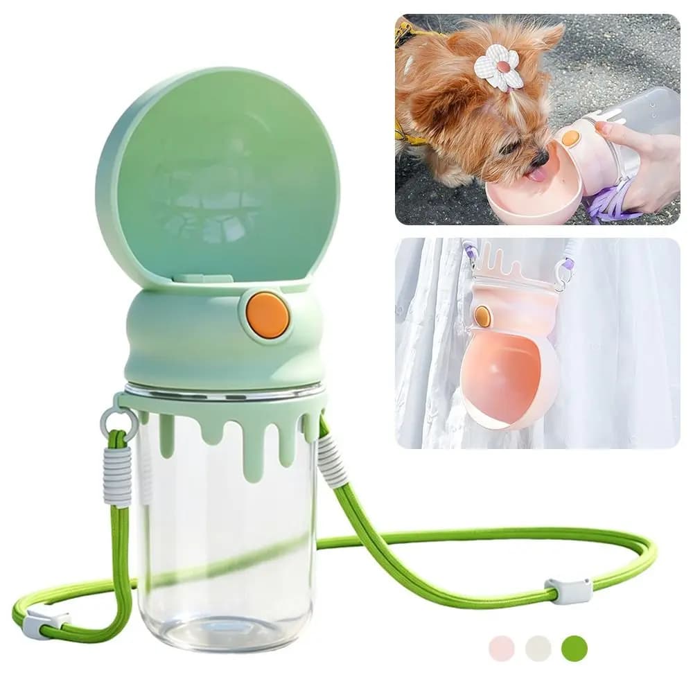 Bottiglia d'acqua resistente e a prova di perdite per cani, portatile con corda per appendere, ciotole per l'alimentazione ad acqua per gatti, dispenser d'acqua per cani e gatti.