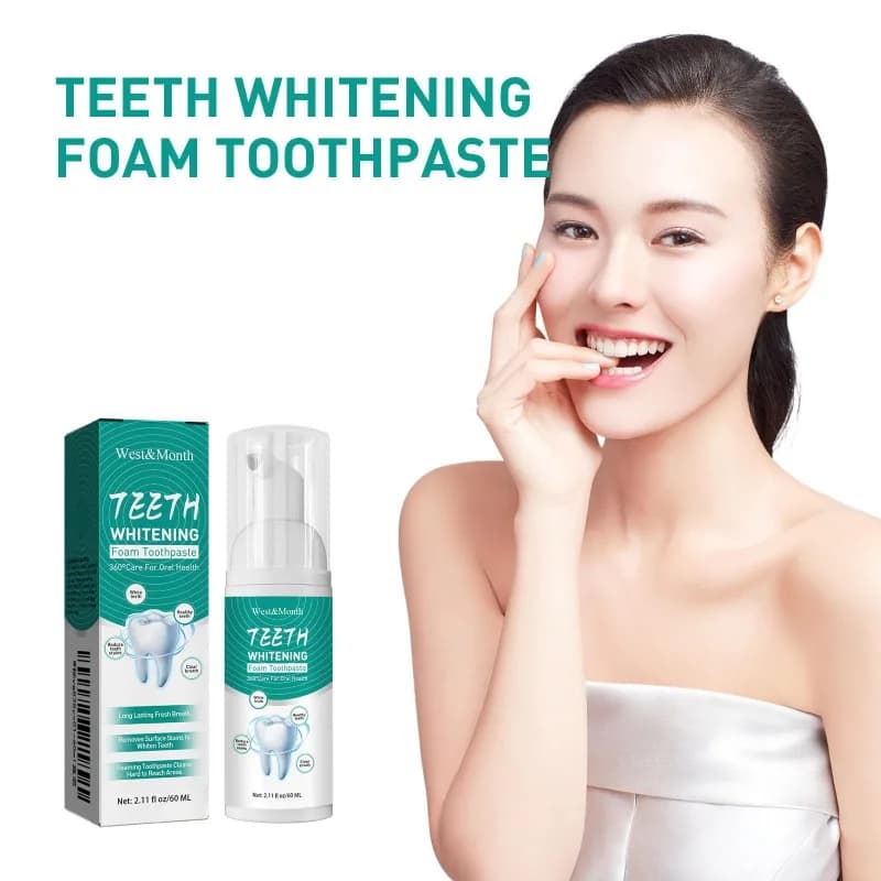 Dentifricio Mousse Bianco 60ml, Pulisce, Rimuove la Placca, Protegge le Gengive, Rinfresca l'Alito, Pulizia Profonda, Sbiancante, Strumenti per la Cura dei Denti