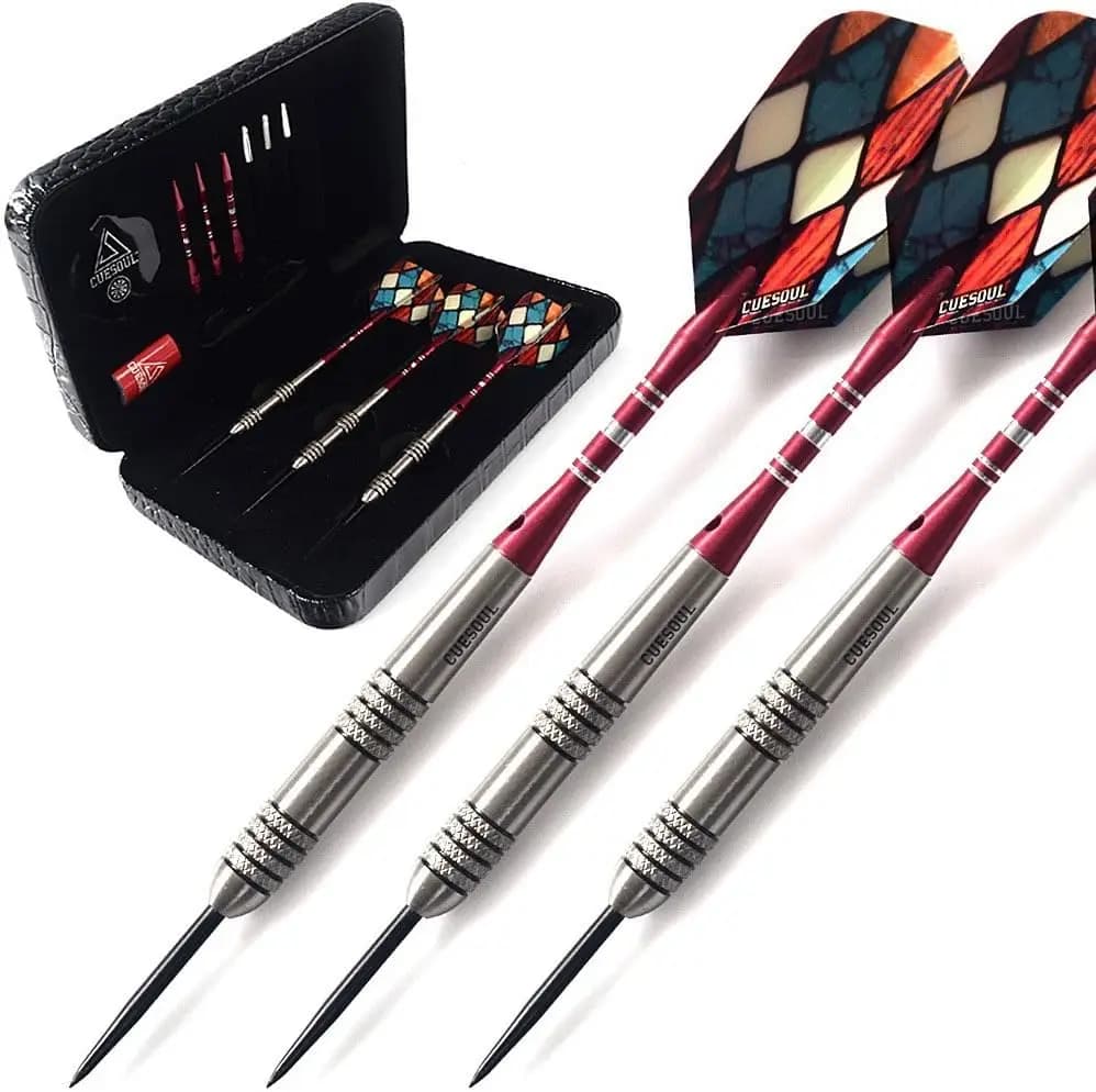 Set di Freccette con Punta in Acciaio al Tungsteno 95% 22/24/26 Grammi con Custodia