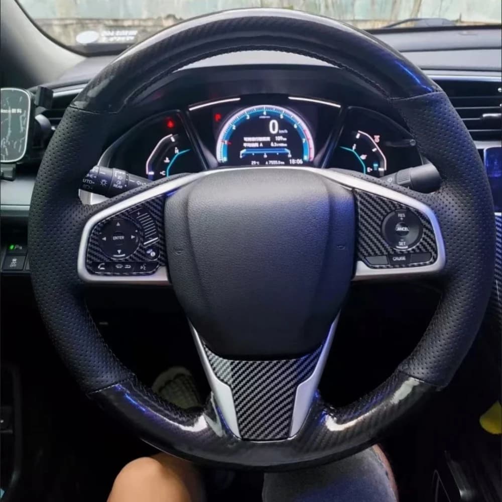 Personalizzazione Coprivolante per auto in fibra di carbonio in vera pelle antiscivolo per Honda Civic 10 X CR-V CRV Clarity 2016-2022