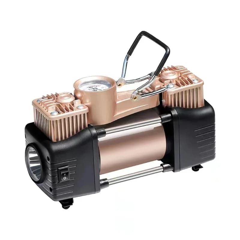 Gonfiatore per pneumatici per carichi pesanti con pompa d'aria per auto a doppio cilindro 12V 120W con pompa di aria elettrica per auto a luce LED Pompa gonfiabile automatica
