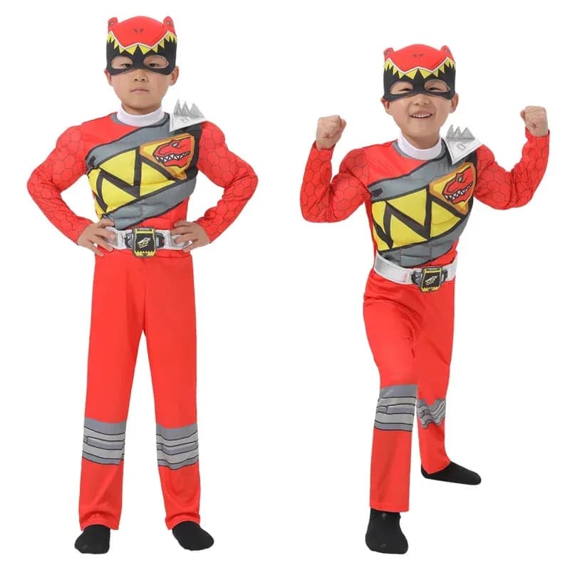 2025 Halloween Cosplay Dinosaur Team Red Dino Charge Ranger Cosplay Baby Kid Child Power Supereroe Festa di compleanno Canival Hallow