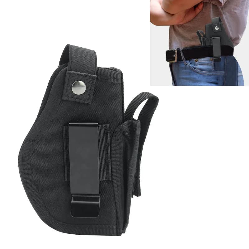 Custodia tattica in pelle con clip, borsa nascosta per pistola, custodia multifunzionale da cintura per esterni, borsa portatile per arma da fuoco a scomparsa