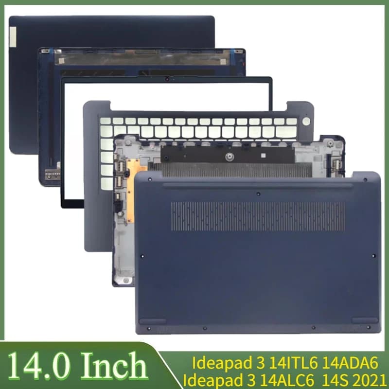 Cover posteriore LCD da 14.0" blu per Ideapad 3 14ITL6 14ADA6 Ideapad 3 14ALC6 14S 2021, cornice anteriore, cerniere, poggiapolsi, scocca inferiore per laptop