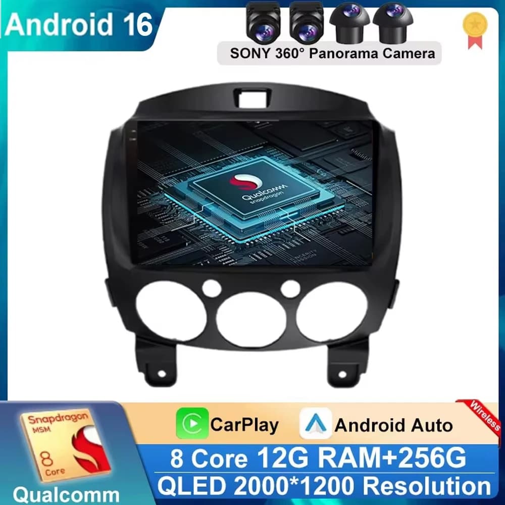 Autoradio Android 14 con GPS e Navigatore per MAZDA 2 (2007-2014) - Lettore Multimediale 2 DIN