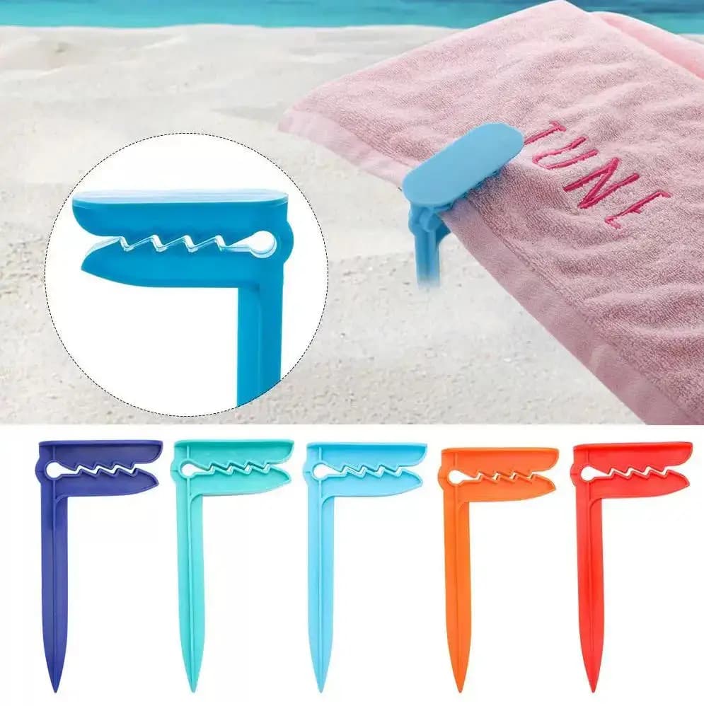 Outdoor Beach Towel Holder Beach Mat Towel Holder Plastic Picnic MatHolder Windproof Tent Holder Camping Tools 4Pcs
