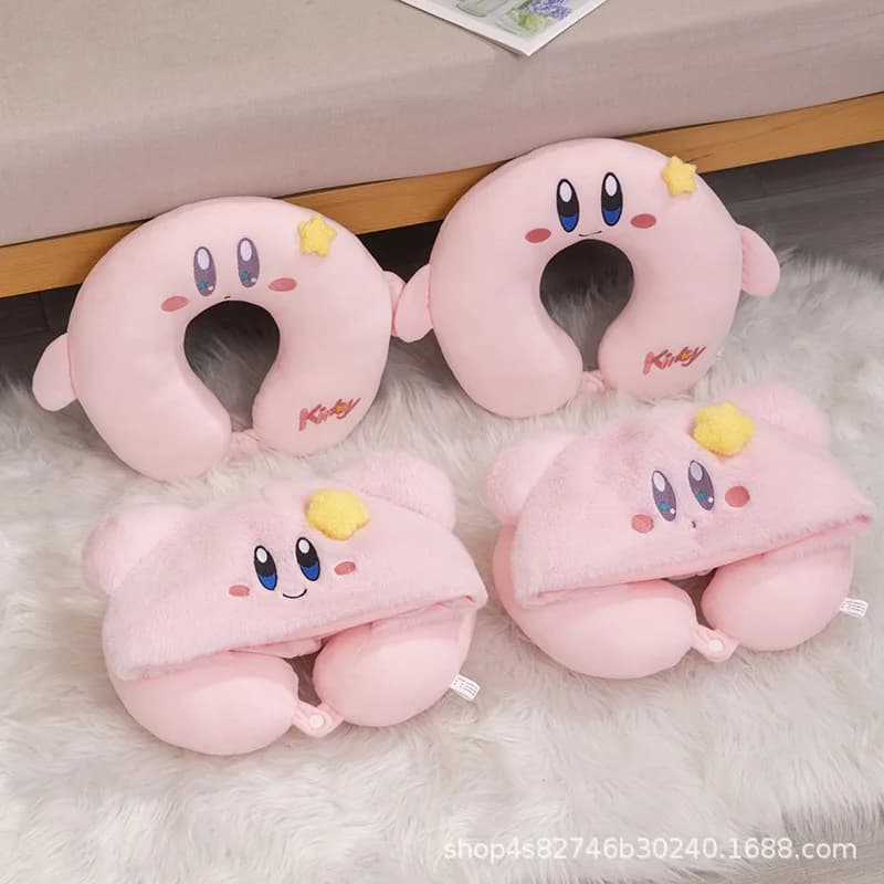 Hot Cute Cartoon Star Kirby U Shaped Neck Bearing with Hood Piston Bearing Travel Portable Air with Hat U Soft and comfortable cushion
