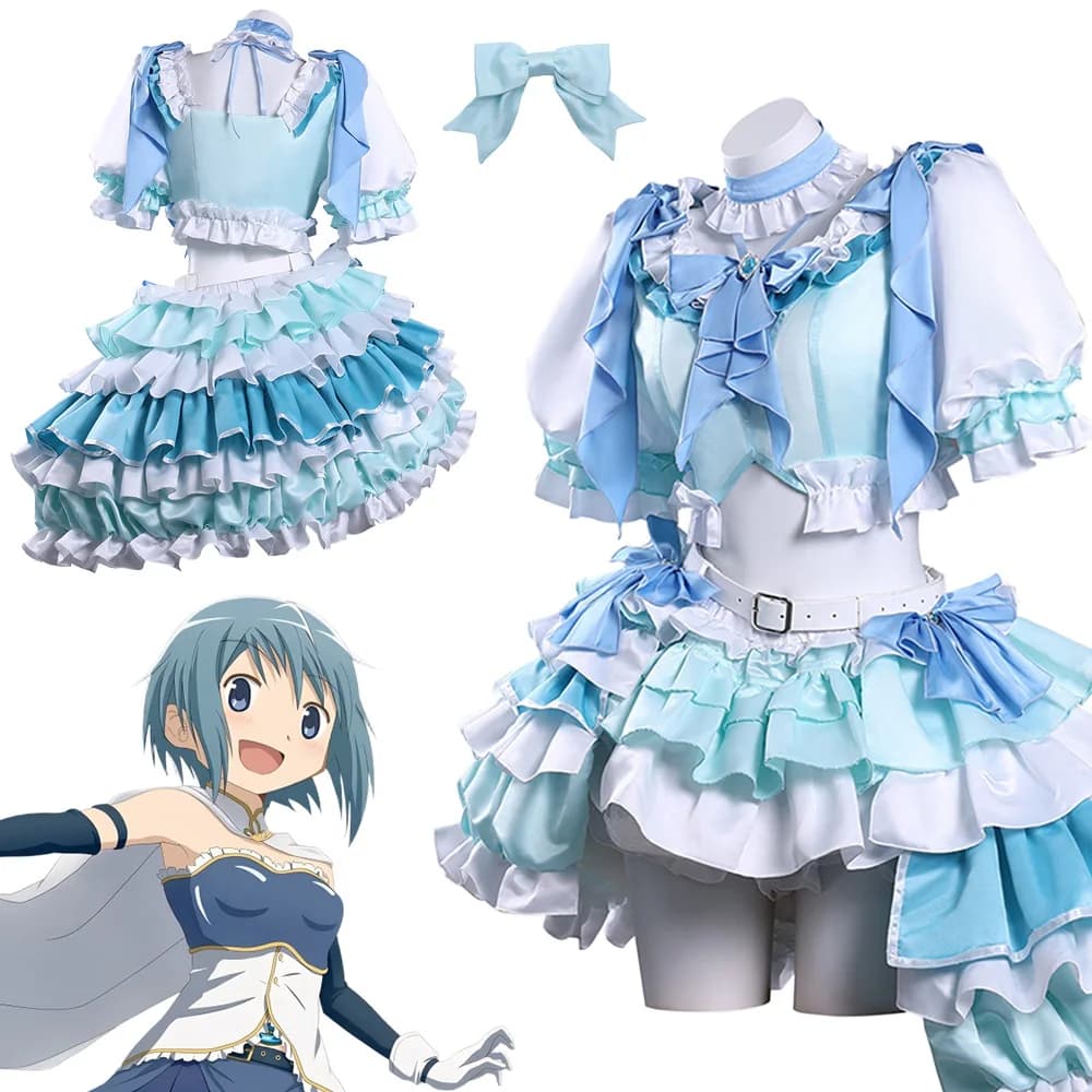 Costume Cosplay Anime Magi of Puella Miki Sayaka, Abito Lolita per Donna, Costume Fantasy per Halloween e Carnevale