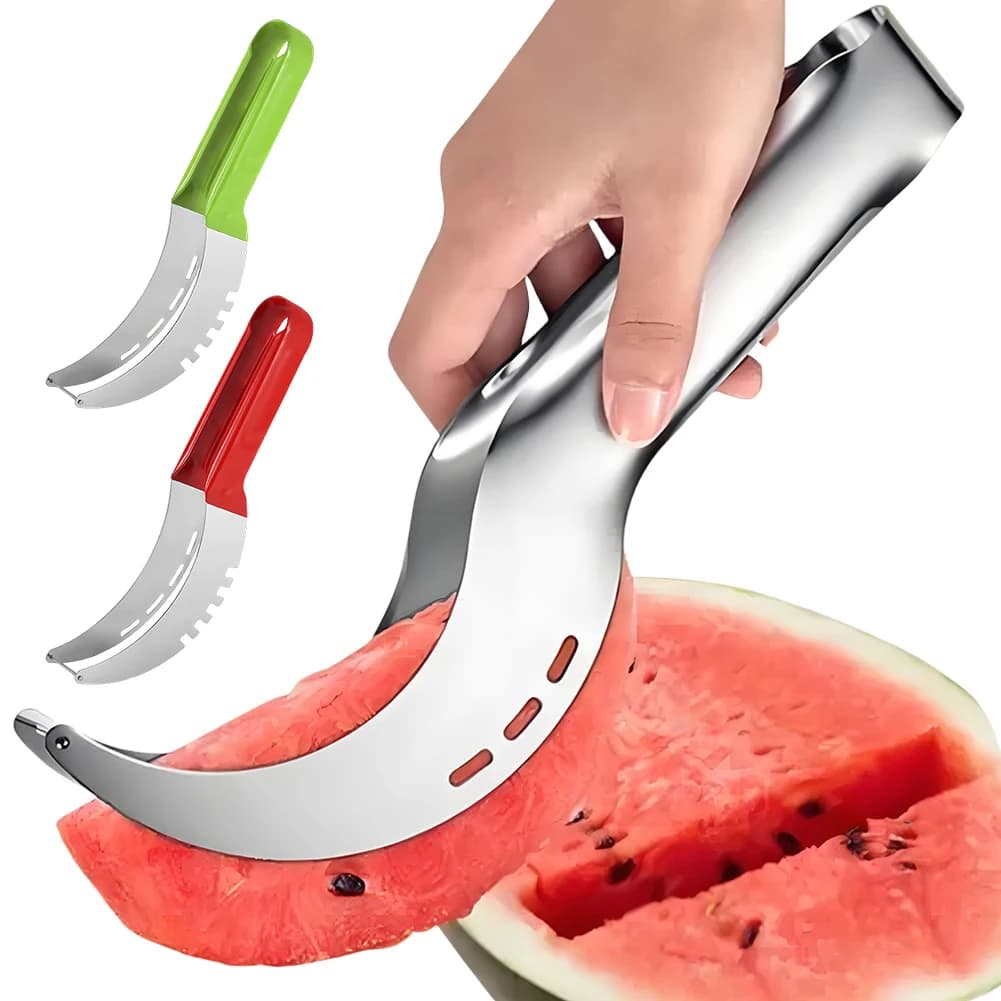 Affettatrice per anguria in acciaio inossidabile Affettatrice per frutta con manico antiscivolo Affettatrice per frutta al melone Gadget da cucina per ananas melone