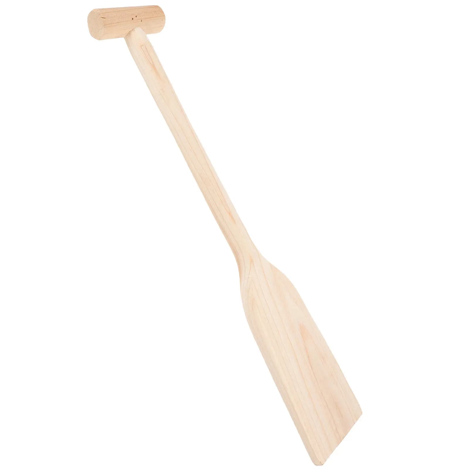 Robusta pagaia in legno per canoe, kayak e barche, comoda impugnatura in legno, giunti rinforzati, lavorazione artigianale di lunga durata, ideale per tutti.