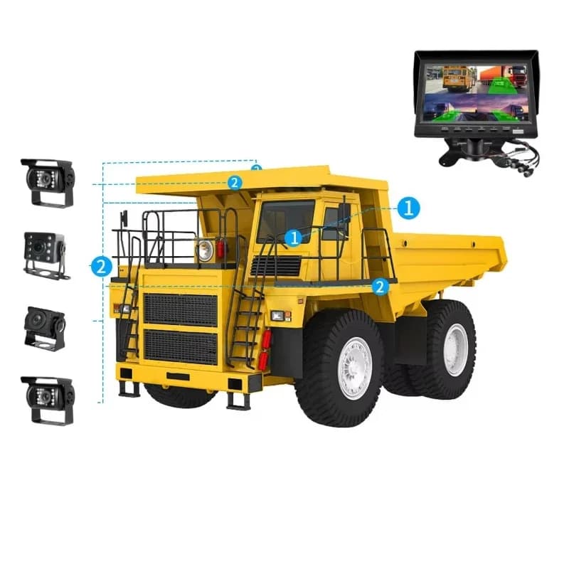 Telecamera da cruscotto per camion da 7 pollici 720P con sensori, visione notturna, avviso angolo cieco a quattro direzioni e assistenza alla retromarcia